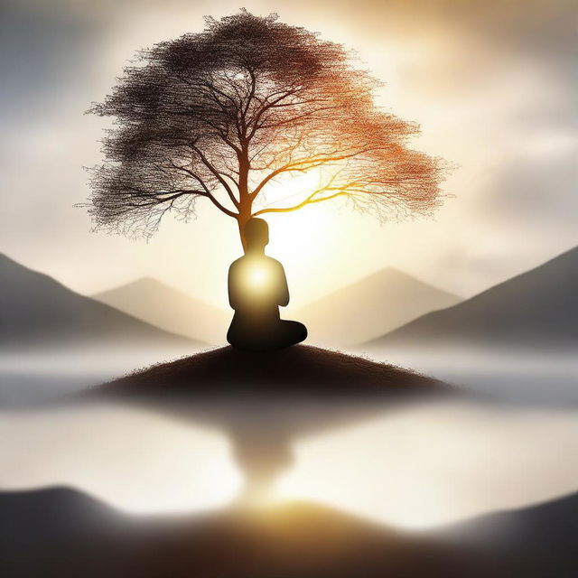 A serene and harmonious scene depicting a person finding balance with God