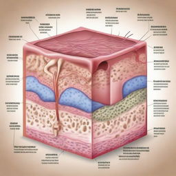 Create an educational illustration depicting the structural organization in animals, focusing on epithelial tissue