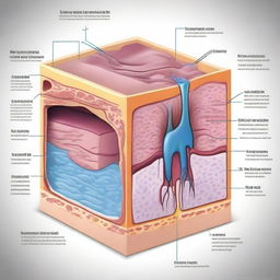 Create an educational illustration depicting the structural organization in animals, focusing on epithelial tissue