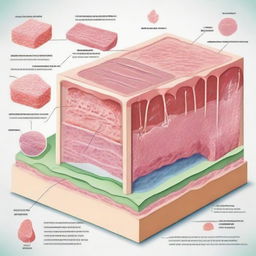 Create an educational illustration depicting the structural organization in animals, focusing on epithelial tissue