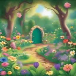 A Pixar-inspired illustration of a secret garden