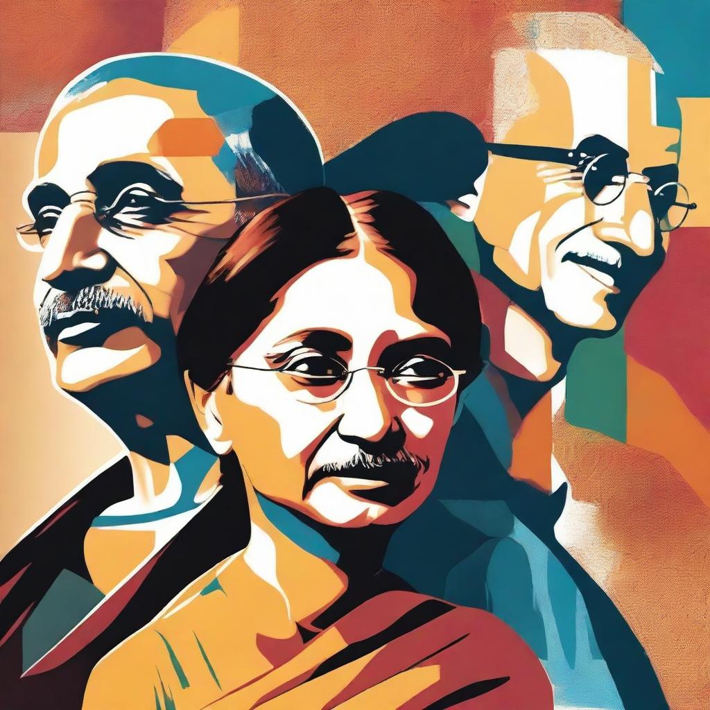 Create an evocative image or symbolic artwork representing Gandhi, Malala, and Obama