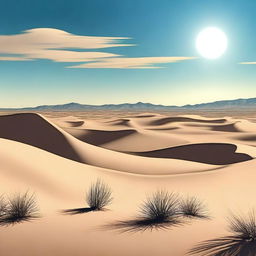 Create an image of a vast desert landscape