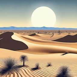 Create an image of a vast desert landscape