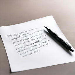 Create an image of a white piece of paper with a handwritten script using a pen