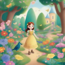 A Disney cartoon-inspired illustration of a secret garden