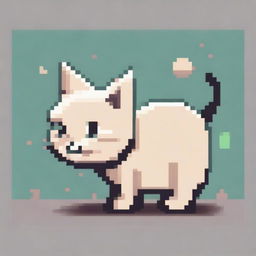 A pixel art depiction of a cat, featuring simple and blocky shapes with a charming and retro aesthetic