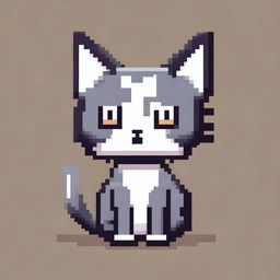 A pixel art depiction of a cat, featuring simple and blocky shapes with a charming and retro aesthetic