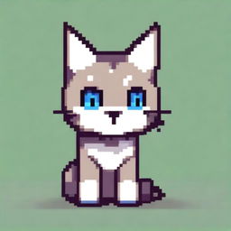 A pixel art depiction of a cat, featuring simple and blocky shapes with a charming and retro aesthetic