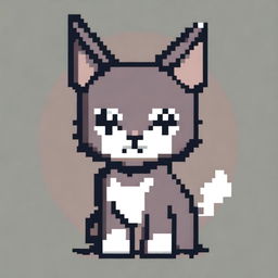 A pixel art depiction of a cat, featuring simple and blocky shapes with a charming and retro aesthetic