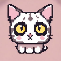 A cute kawaii-style cat rendered in pixel art