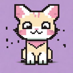 A cute kawaii-style cat rendered in pixel art