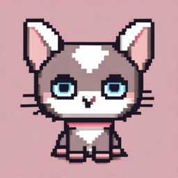 A cute kawaii-style cat rendered in pixel art