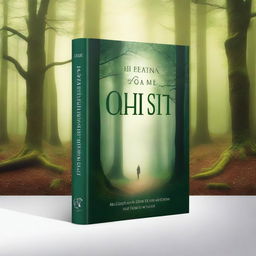 Create a book cover with an enchanting forest background, featuring a mysterious path leading into the woods