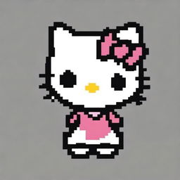 Create a pixel art image of Hello Kitty with short hair