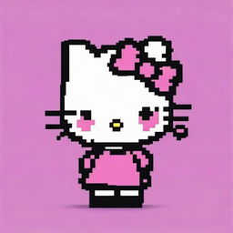 Create a pixel art image of Hello Kitty with short hair