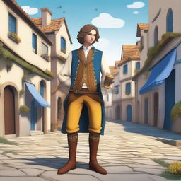 A high-quality digital art image depicts a pied piper inspired bard outfit