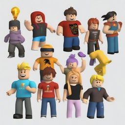 Create an image featuring characters and elements from the Roblox universe