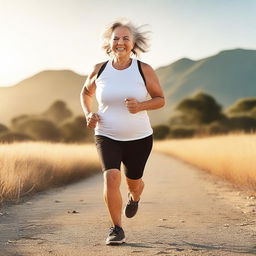 Create a cover image featuring an older adult, likely in their 60s or 70s, engaged in a fitness activity like running, weightlifting, or yoga