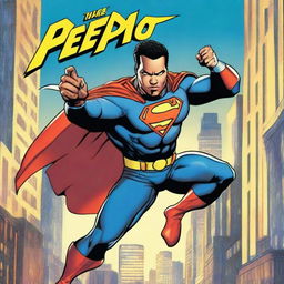 A vibrant and action-packed comic book cover featuring a superhero named Pedro