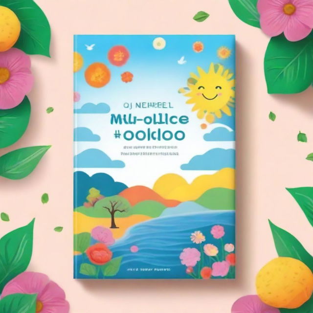 A book cover that illustrates the power of a positive mind, featuring vibrant colors, smiling faces, and peaceful nature scenes