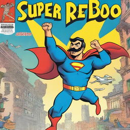 A vibrant and action-packed comic book cover featuring a superhero named Super Pedro