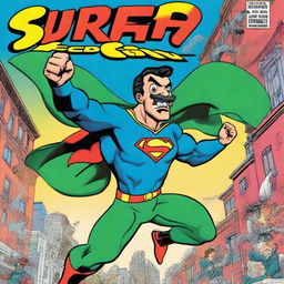 A vibrant and action-packed comic book cover featuring a superhero named Super Pedro