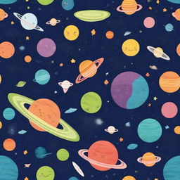 A whimsical and imaginative depiction of space suitable for all ages