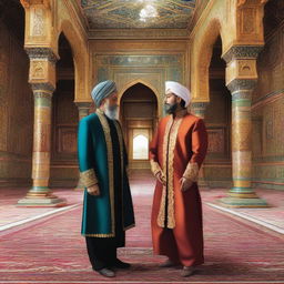 An AI-generated image featuring a Shahazadi and a Shahzada looking at each other from opposite directions