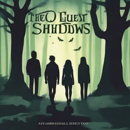 Create a book cover for an adventure book titled 'The Quest of Shadows'