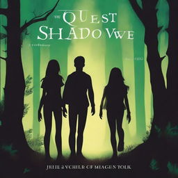 Create a book cover for an adventure book titled 'The Quest of Shadows'