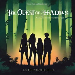 Create a book cover for an adventure book titled 'The Quest of Shadows'