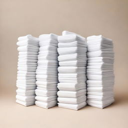 Eight neatly folded cotton cloth cleaners stacked in the shape of a tower