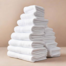 Eight neatly folded cotton cloth cleaners stacked in the shape of a tower