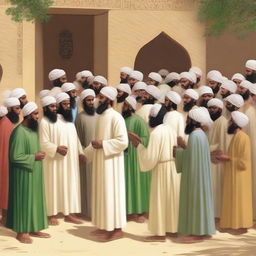 Depict Prophet Muhammad preaching to all the Quraysh tribes