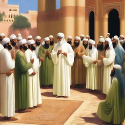 Depict Prophet Muhammad preaching to all the Quraysh tribes