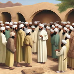 Depict Prophet Muhammad preaching to all the Quraysh tribes