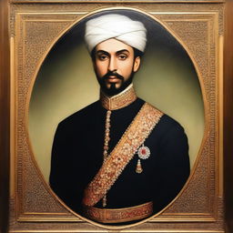 A beautiful and brave oil painting portrait of Prince Muhammad bin Tughlaq, showcasing his elegance and courage