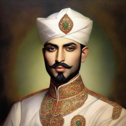 A beautiful and brave oil painting portrait of Prince Muhammad bin Tughlaq, showcasing his elegance and courage