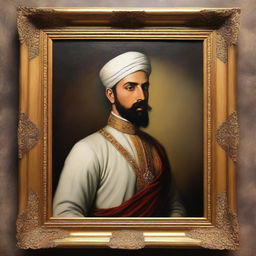 A beautiful and brave oil painting portrait of Prince Muhammad bin Tughlaq, showcasing his elegance and courage