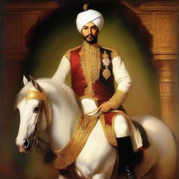 A beautiful and brave oil painting portrait of Prince Muhammad bin Tughlaq, showcasing his elegance and courage