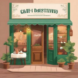 A book cover for a novel titled 'Café do Destino'