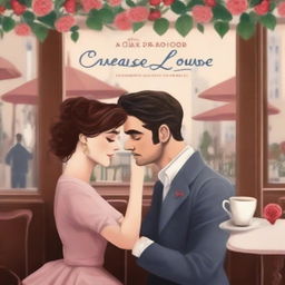 A book cover for a romantic novel about a couple who meet in a café