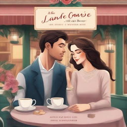 A book cover for a romantic novel about a couple who meet in a café