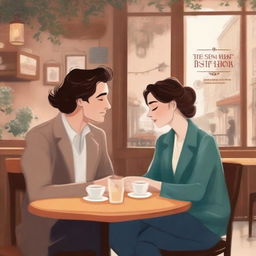 A book cover for a story about a couple who meet in a café