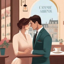 A book cover for a story about a couple who meet in a café