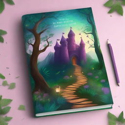 Create a captivating book cover featuring a mysterious forest with a winding path leading to an ancient castle