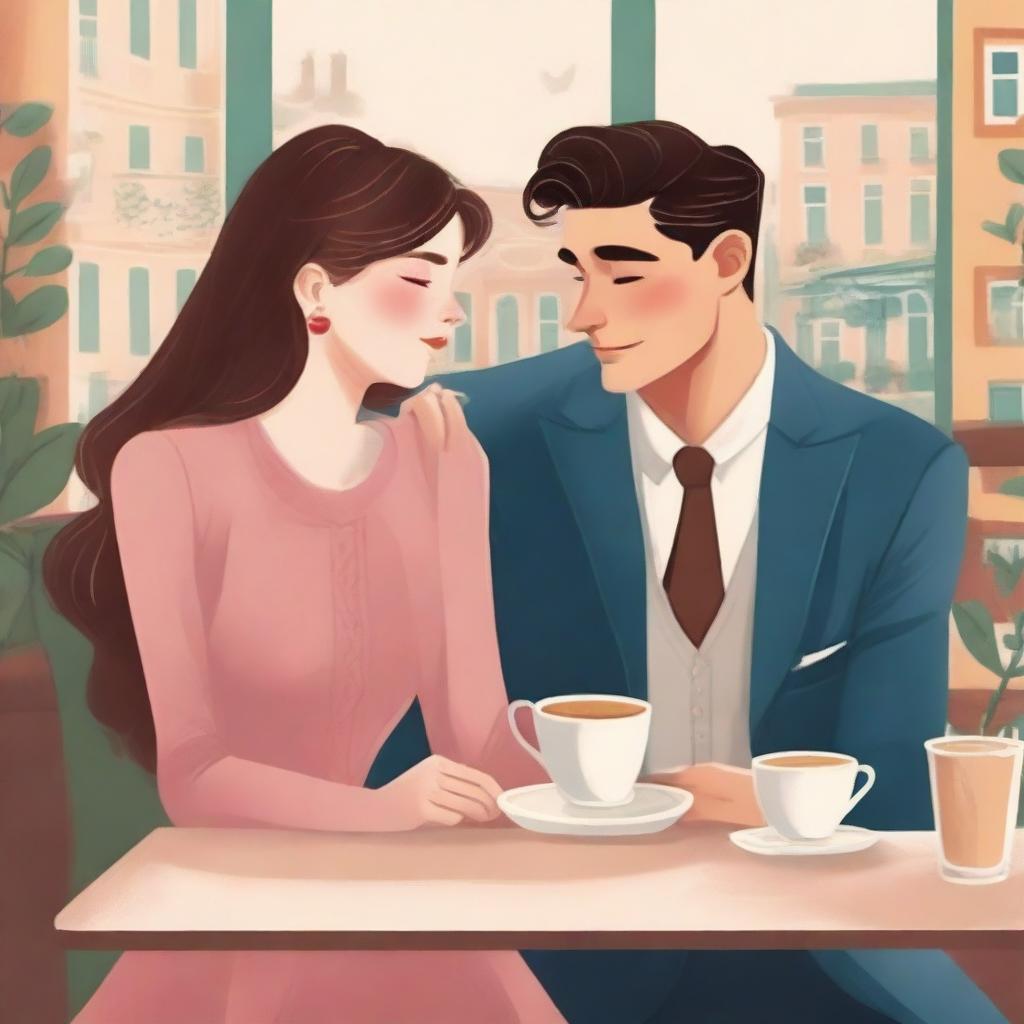 A book cover for a story about a couple who meet in a café