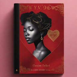 Design a book cover with a black woman's figure faded in the background, covered by a red velvet sheet in a bed to show elegance and wealth