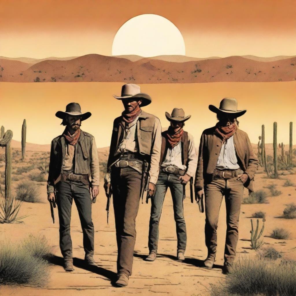 A western book cover featuring a gang of outlaws